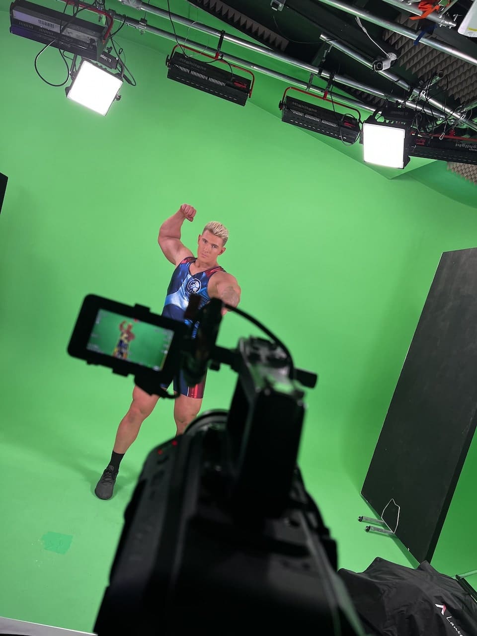 Gladiator Bionic posing for a photoshoot in studio.