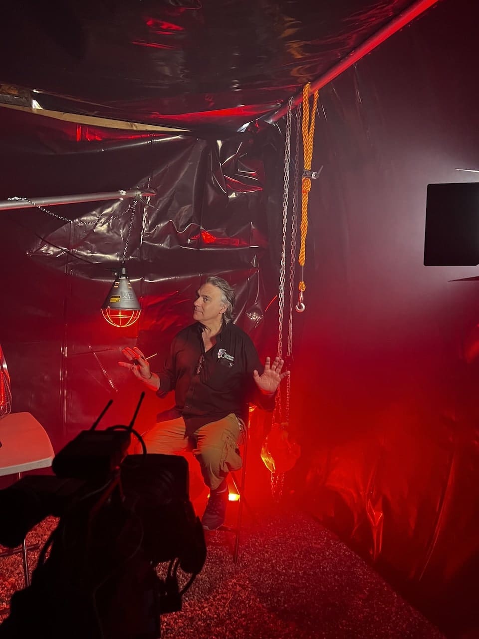 Dramatic horror movie lighting setting.
