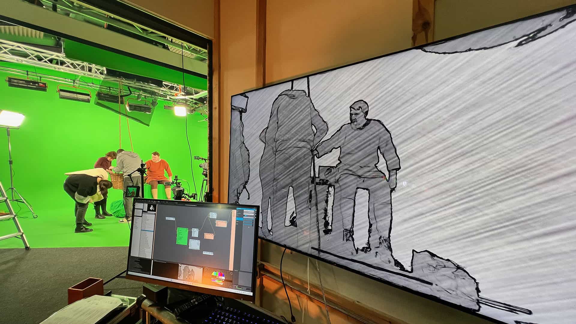 Green screen setup for virtual production live key